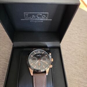 L&Co Brown Leather Strap Watch